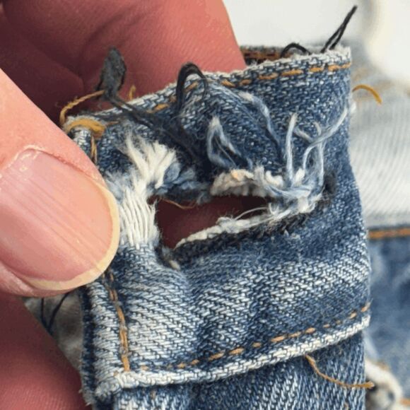 Vintage Levis Single Stitch Redline Selvedge #6 Button 70s 32x32 Thrashed - Picture 5 of 16